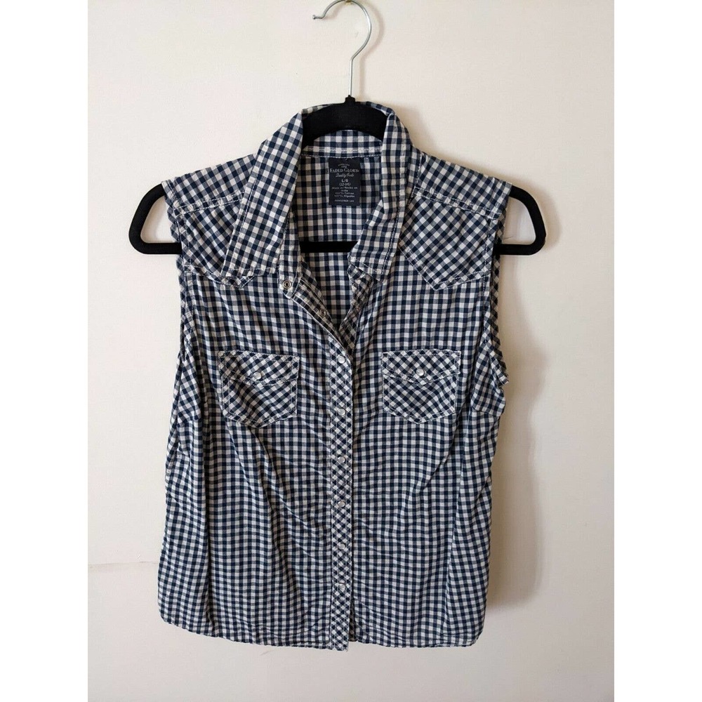 FADED GLORY Large Women's Button Down Western Cutout Shirt